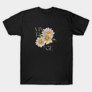 Daisies Minimalist Flora Positive Vintage Retro T-Shirt